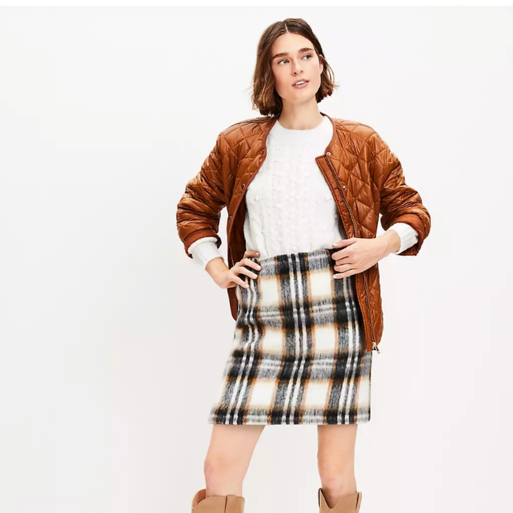 Brushed Plaid Mini Skirt